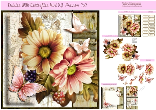 Daisies With Butterflies Mini Kit  7x7