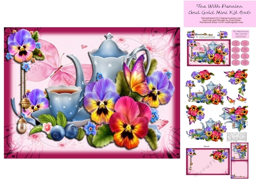Tea With Pansies Mini Kit 8x6