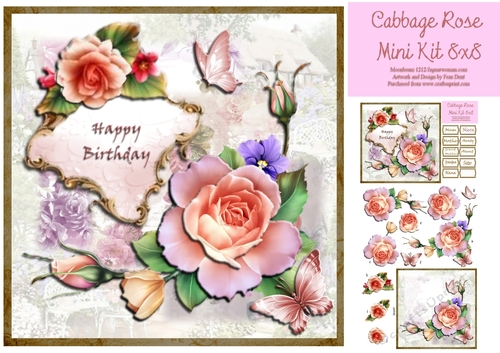 Cabbage Rose Mini Kit 8x8