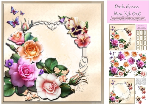 Pink Roses Mini Kit 8x8