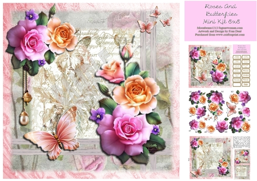 Roses And Butterflies Mini Kit 8x8
