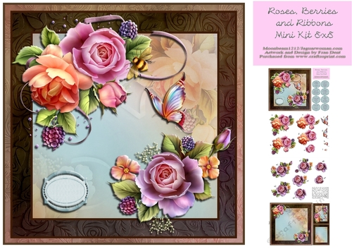 Roses, Berries And Ribbons Mini Kit 8x8