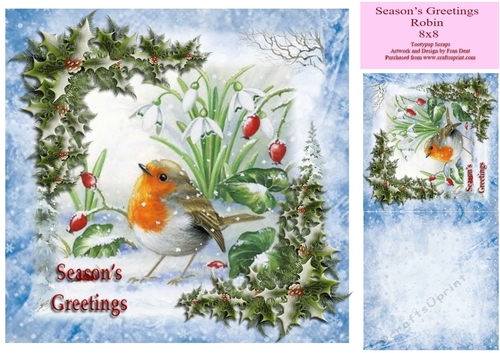 Seasons Greetings Robin 8x8