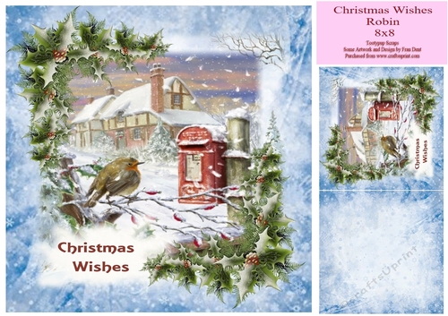 Christmas Wishes Robin 8x8