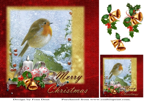 Christmas Robin In The Snow 8x8