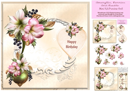 Amaryllis, Berries And Baubles Mini Kit 8x8