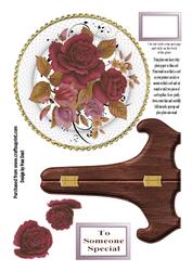 Wine Rose Flower Plate Card
