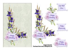 Blue Iris with Birthday Scroll