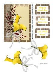 Yellow Calla Lilies with Embroidery