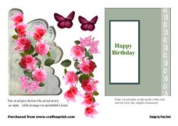 Pink Roses Happy Birthday Card