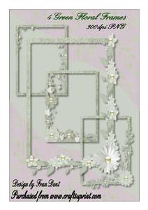 4 Green Floral Frames