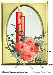 Red Candles with Roses Topper