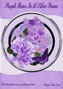Purple Roses in a Silver Frame