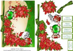Red Poinsettias, Bears and Baubles