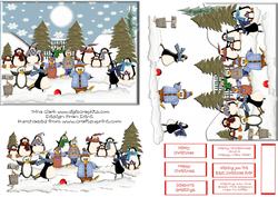 Penguins Playing Football in the Snow Step by Step