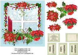 Poinsettia Christmas Window