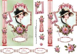 Beauty and Rose Card Front with Decoupage