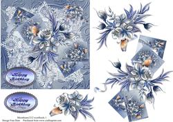 Blue and Lace Floral Birthday Card