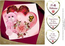 Pink Teddy and Hearts Topper