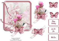 Rose Spray with Butterfly on Frame