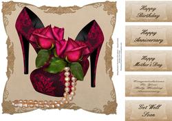 Roses, Shoes and Bling 8x8 Topper