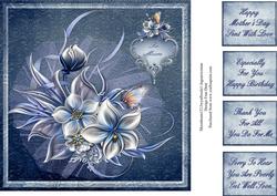 Blue Flowers Bouquet for Mum 8x8 Topper