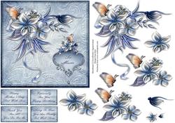 Blue Florals and Butterflies Step by Step