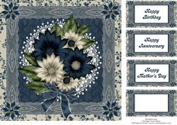 Blue Flowers and Lace 8x8 Topper