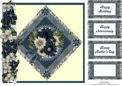 Blue and Cream 8x8 Topper