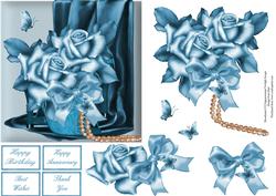 Blue Roses and Butterflies Quick Card