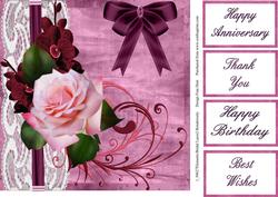 Pink Rose 8x8 Topper