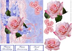 Pink and Blue and Butterflies Too Quick Card