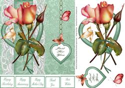 Rosebuds and Hearts Just for You 7x7 with Step by Step