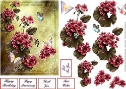 Geraniums and Butterflies Step by Step