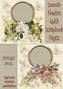 Summer Flowers Quick Scrapbook Pages