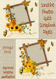 Sunshine Flowers Quick Scrapbook Pages