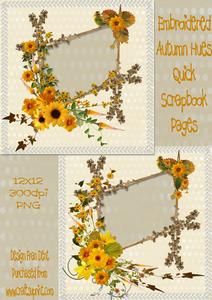 Embroidered Autumn Hues Quick Scrapbook Pages