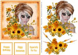 Golden Summer Blooms for a Beutiful Lady 1 6x6 Step by Step