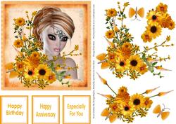 Golden Summer Blooms for a Beautiful Lady 2 6x6 Step by Step
