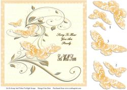 Get Well Soon Butterflies 8x8 with Decoupage