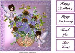 Butterfly Fairies and Michaelmas Daisies 8x8 Topper