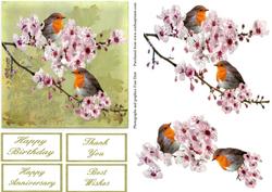 Robins and Almond Blossom Step by Step