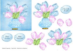 Tulips in a Blue Vase Step by Step