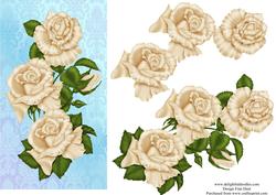 Cream Roses Dl with Decoupage