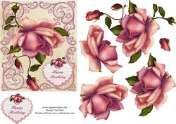 Pink Birthday Rose Step by Step