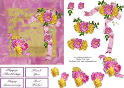 Pink and Gold Roses Step by Step