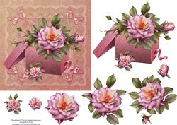 Boxed Rose with Ribbons and Lace Step by Step