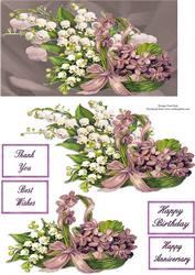 Lily of the Valley and Violets Dl with Decoupage