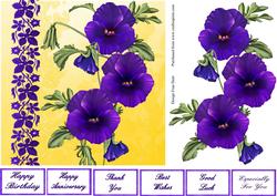 Blue Pansies with Decoupage