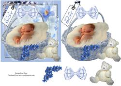 Baby Boy in Blue Basket